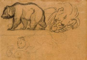 Ours marchant vers la gauche, tête de lion, léopard terrassant un animal (Antoine-Louis Barye) - Muzeo.com