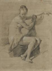 Seated female nude (Adriaen van de Velde) - Muzeo.com
