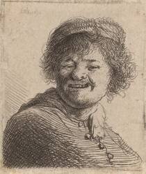 Self portrait in a Cap Laughing (Rembrandt) - Muzeo.com