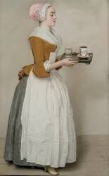 The Chocolate Girl (La Belle Chocolatière de Vienne), c. 1745. Artist: Liotard, Jean-Étienne (1702-1789) (Jean-Etienne Liotard) - Muzeo.com