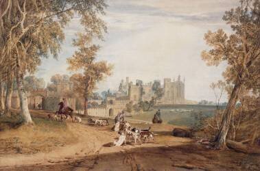 The North-West Front, Cassiobury, with Hounds and Huntsmen (Joseph Mallord William Turner) - Muzeo.com