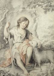 The Young John the Baptist with the Lamb in a Rocky Landscape (Bartolomé Esteban Murillo) - Muzeo.com