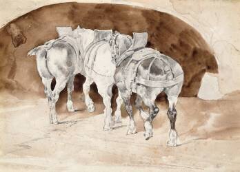 Three heavy horses in harness (Théodore Géricault) - Muzeo.com
