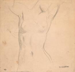 Torse de femme nue, vue de face, les bras levés (Théodore Chasseriau) - Muzeo.com