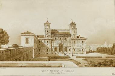 Vue de la Villa Médicis à Rome, côté jardin (Abel Blouet) - Muzeo.com