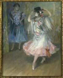 Deux danseuses espagnoles, dont l'une retient les bords de son sombrero (Juan Roig y Soler) - Muzeo.com
