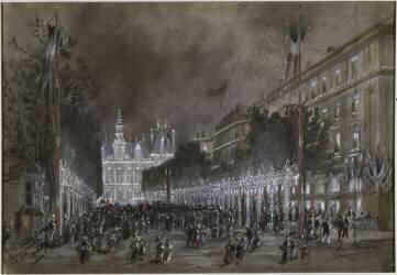Inauguration et fête, Hôtel de Ville, avenue Victoria, le 13 juillet 1882 (Hubert Clerget) - Muzeo.com
