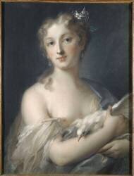 Jeune fille à la colombe (copie d'un pastel de Rosalba Carriera) (Quentin de La Tour) - Muzeo.com