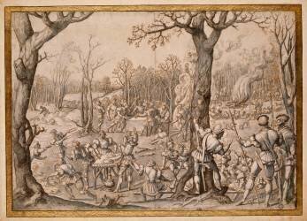 Les Chasses de Maximilien : Chasse au sanglier ou Le repas de chasse ou Le mois de novembre (Barend van Orley) - Muzeo.com