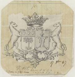 Modèle de blason aux armes de la famille de Jessé-Levas (Emile Gallé) - Muzeo.com