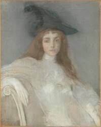 Portrait de jeune fille au chapeau noir (Paul César Helleu) - Muzeo.com