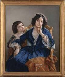 Portrait de madame Louis-Auguste Bornot avec son fils Camille en buste (Léon Riesener) - Muzeo.com