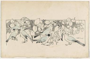 Revue des Arts Décoratifs : frise d'oiseaux sur fond de fraises (Emile Causé) - Muzeo.com