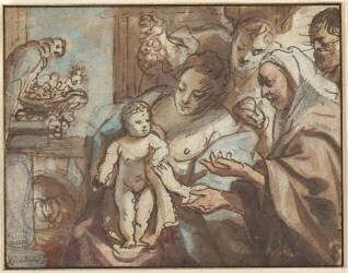 Sainte famille mi_corps (Jacob Jordaens) - Muzeo.com