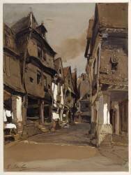 Une rue à Vitré (Eugène Isabey) - Muzeo.com