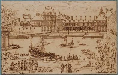 Vue du château de Fontainebleau du côté de la pièce d'eau 1645 (Israël Silvestre) - Muzeo.com