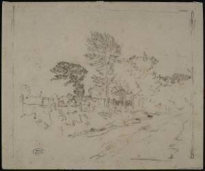 Vue d'un chemin bordé d'arbres (Jean-Charles Cazin) - Muzeo.com