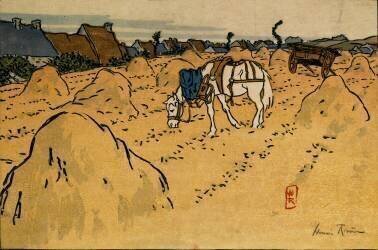 A horse and the village of La Chapelle (Henri Rivière) - Muzeo.com