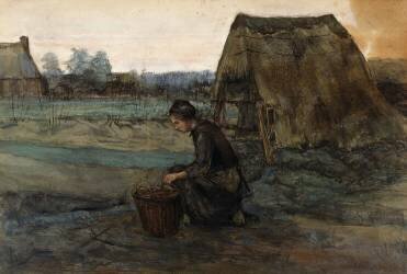 A Kneeling Peasant Woman in Front of a Hut (Vincent van Gogh) - Muzeo.com