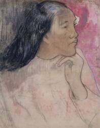 A Tahitian Woman with a Flower in Her Hair (Paul Gauguin) - Muzeo.com