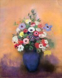 Anemones and Lilacs in a Blue Vase (Odilon Redon) - Muzeo.com