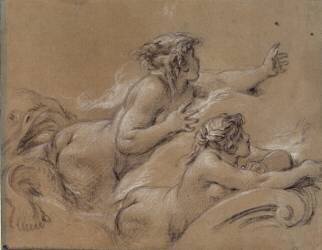 Deux études pour une femme triton (François Boucher) - Muzeo.com