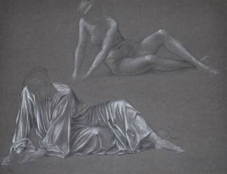 Double Study for 'Earthbound' - recling female figure (Evelyn de Morgan) - Muzeo.com