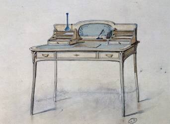 Drawing for an Art Nouveau ladies' writing desk (Georges de Feure) - Muzeo.com