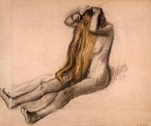 Femme assise par terre, se peignant (Edgar Degas) - Muzeo.com