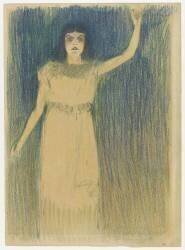 Femme vue en pied, debout, le bras gauche tendu vers le haut (Théophile Alexandre Steinlen) - Muzeo.com