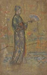Japanese Woman Painting a Fan (James Abbott McNeill Whistler) - Muzeo.com