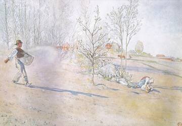 Johan carried the oats in a big open bag fastened by straps (Carl Larsson) - Muzeo.com