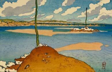 La Balise Chéruette at low tide (Saint-Briac) (Henri Rivière) - Muzeo.com