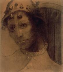Le fou ou la Folie : tête coiffée d'un bonnet (Odilon Redon) - Muzeo.com