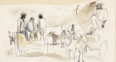 Negroes and Two Carts (Jules Pascin) - Muzeo.com