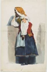 Paysanne de Cervara en costume (Ernest Hébert) - Muzeo.com