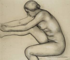 Seated nude woman holding her right leg (Aristide Maillol) - Muzeo.com