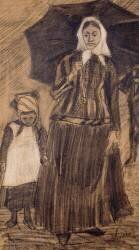 Sien under an Umbrella with a Girl (Vincent van Gogh) - Muzeo.com