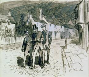 Street Scene with Three Drunks (William James Glackens) - Muzeo.com