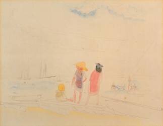 Two Women and Child on Beach (Charles Demuth) - Muzeo.com