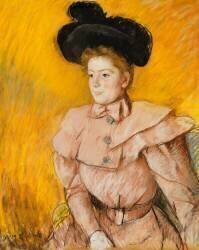 Woman in a Black Hat and a Rasberry Pink Costume (Mary Cassatt) - Muzeo.com