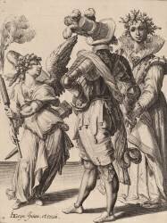 A Blindfolded Cupid Holding a Torch Before a Couple (Jacob de Gheyn the Younger) - Muzeo.com
