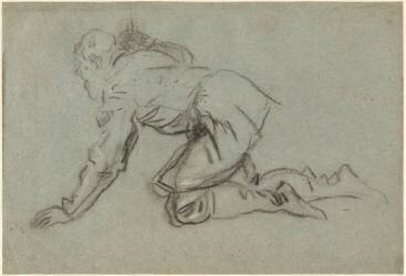 A Kneeling Man Holding a Staff (Tintoretto) - Muzeo.com