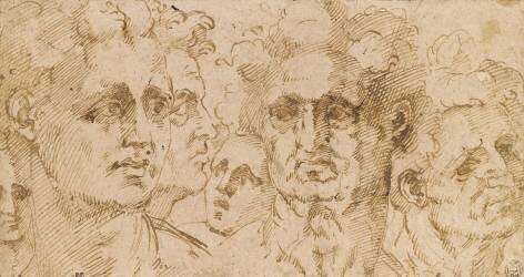 Feuille d'études : six têtes d'hommes (Baccio Bandinelli) - Muzeo.com