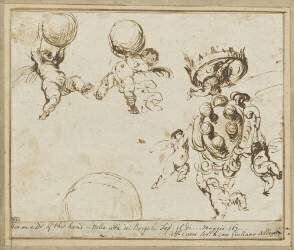 Flying Putti, Wearing the Crowned Shield and the Medici Balls (Baronzio Giovanni Alberti) - Muzeo.com
