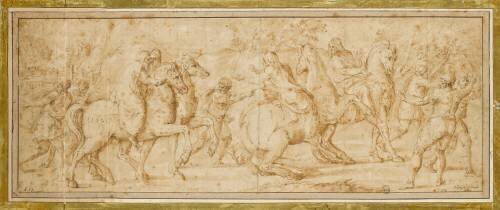 Groupe d'hommes à pied et à cheval (Battista Franco) - Muzeo.com