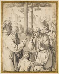 Jésus guérissant un aveugle (Lucas van Leyden) - Muzeo.com