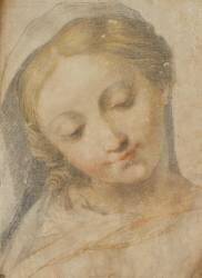 Tête de jeune femme souriante et regardant vers le bas (Baroccio) - Muzeo.com
