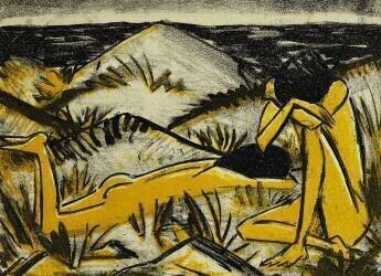 Two Girls in the Sylt Dunes (Otto Mueller) - Muzeo.com