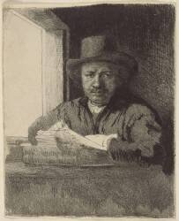 Autoportrait : Rembrandt dessinant ; 1er état (Rembrandt) - Muzeo.com